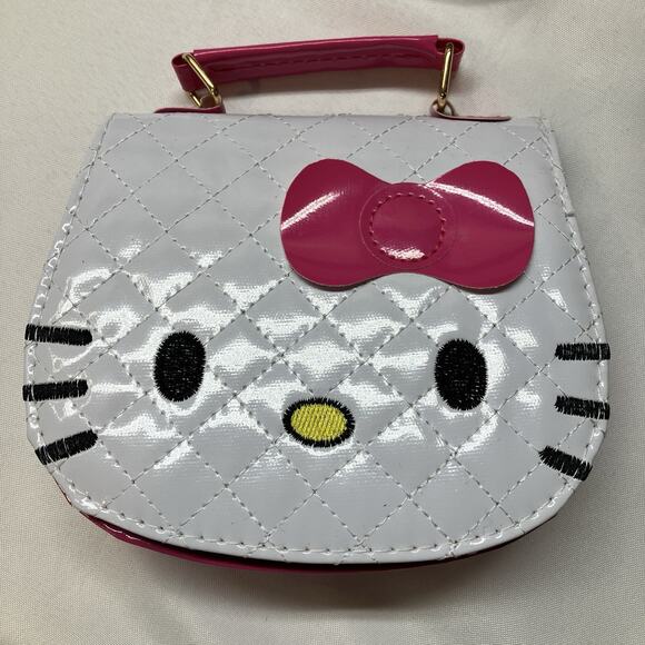 Hello Kitty Clutch Purses Small Bag With Extra Strap (3) Gold Pink White 7” X 7” - Picture 5 of 12